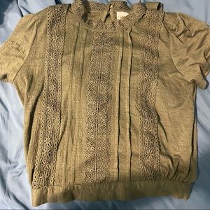 olive green simple fancy top with back tie